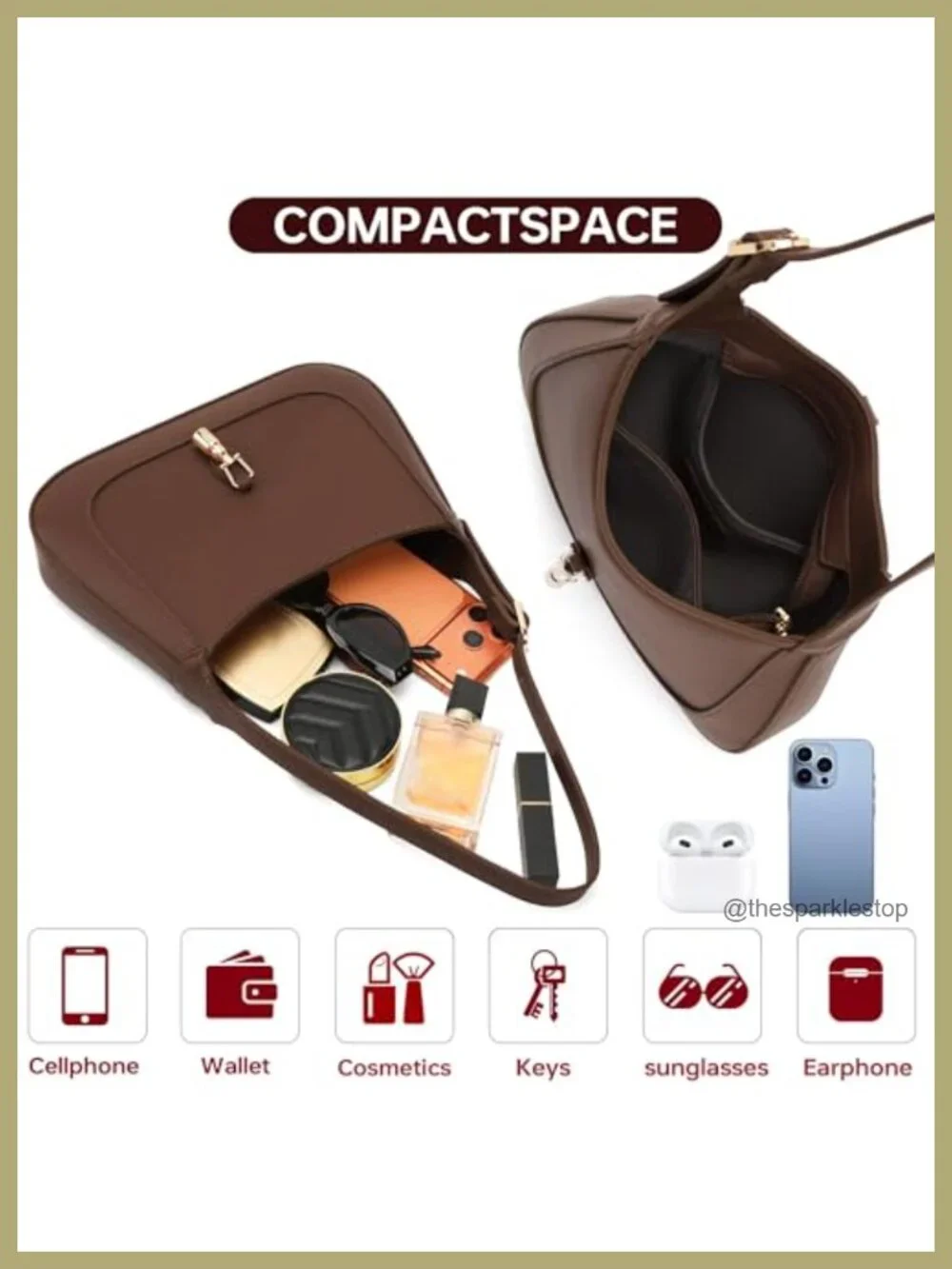 Crescent Leather Shoulder Bag Women Hobo Purse Adjustable Crossbody